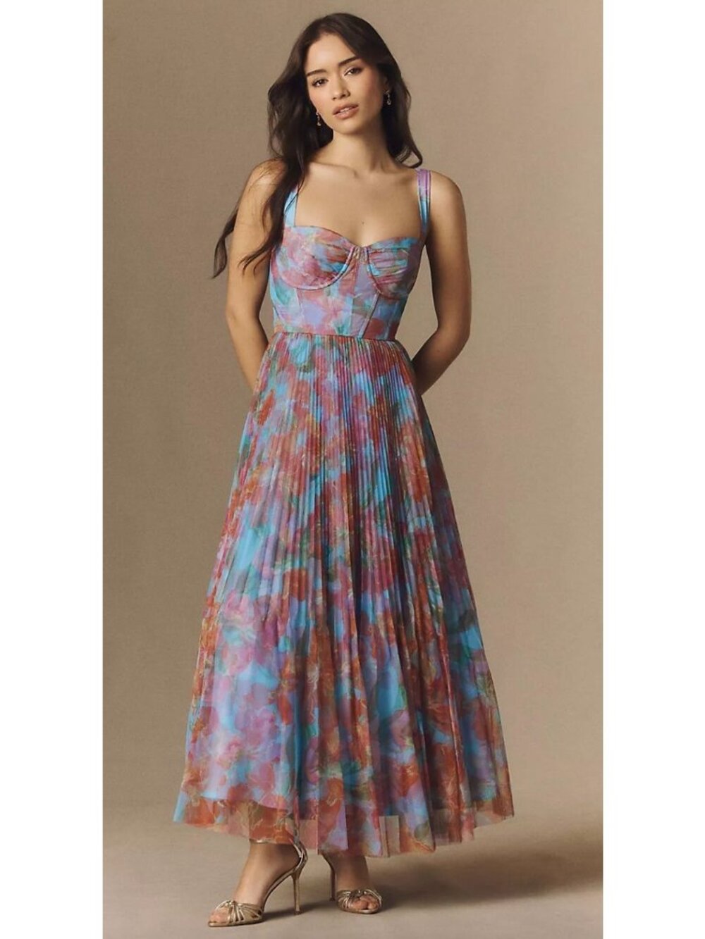Anthropologie Hutch Macclare Gown Floral Tulle Bustier Dress Size 00